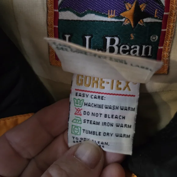 Vintage 1990's L.L. Bean Mountain Guide Gore-tex Shell Jacket Black & Yellow PL - Picture 5 of 10